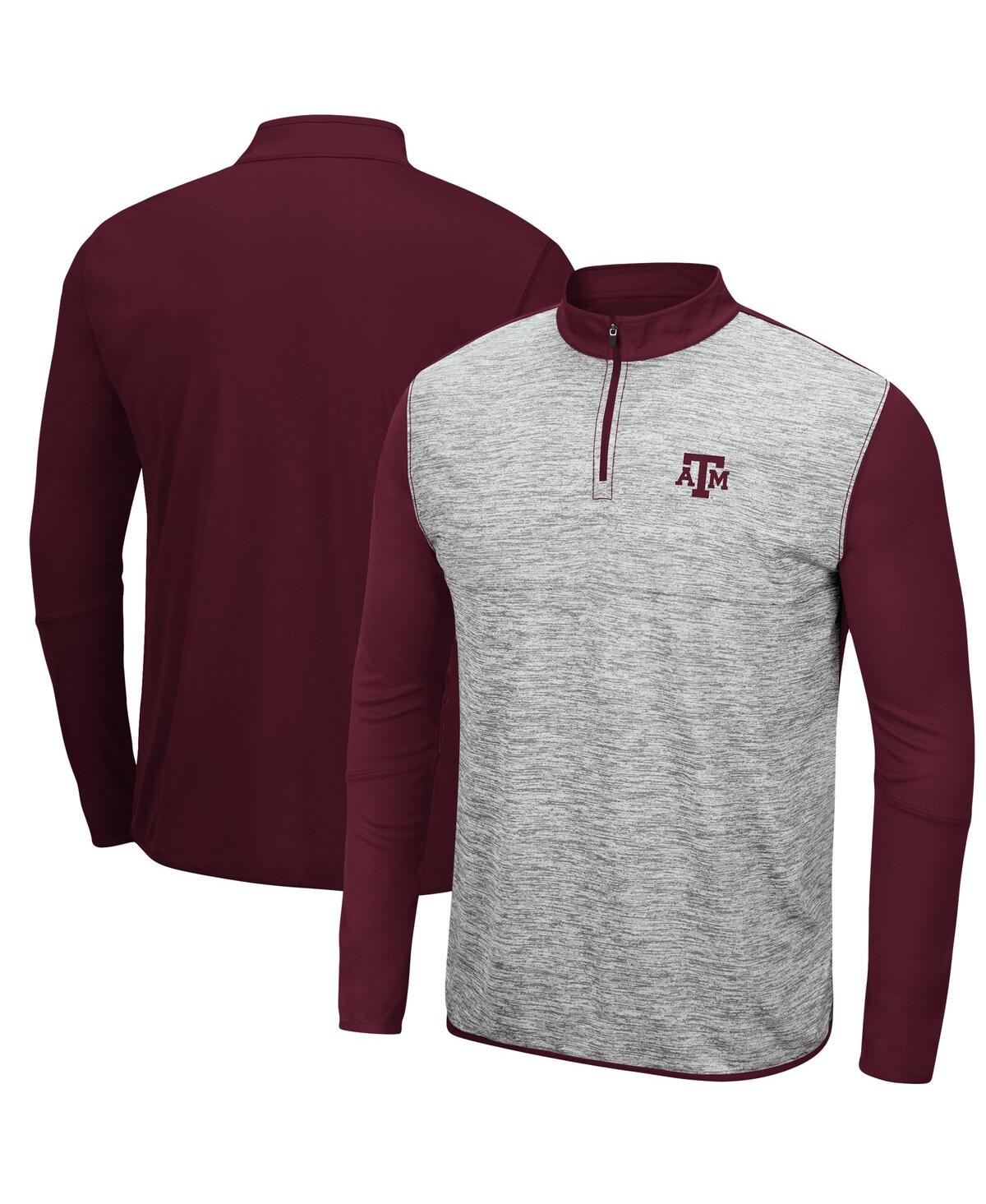 Colosseum Men's Heathered Gray, Maroon Texas A M Aggies Prospect Quarter-zip Jacket In Heathered Gray,maroon