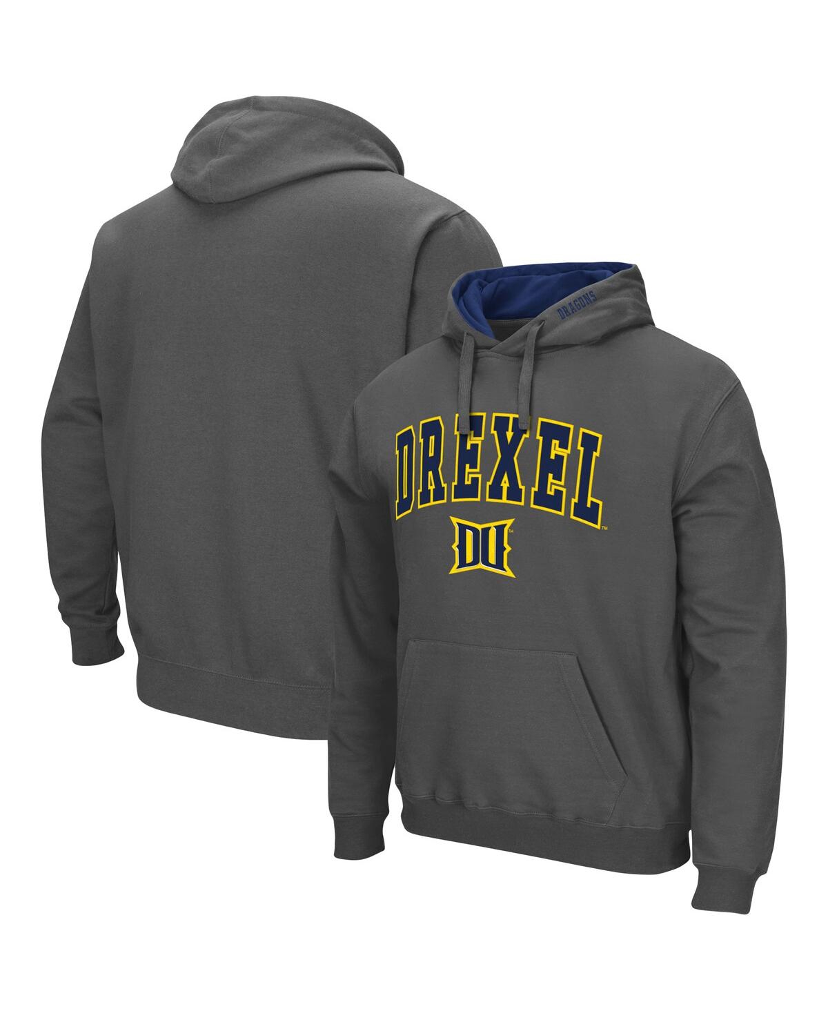 Colosseum Charcoal Drexel Dragons Arch And Logo Pullover Hoodie In Charcoal