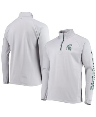 Men's Gray Michigan State Spartans Terminal Tackle Fleece Raglan Omni-Shade Quarter-Zip Jacket