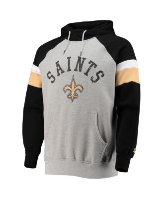 Men's Heathered Gray, Black New Orleans Saints Home Run Raglan Pullover Hoodie