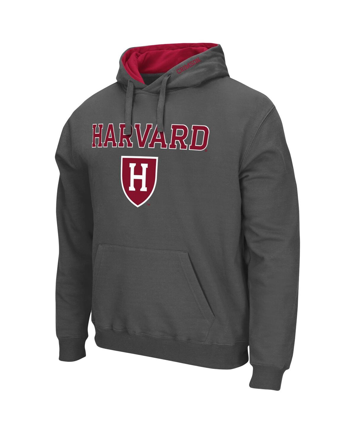 Colosseum Charcoal Harvard Crimson Arch And Logo Pullover Hoodie In Charcoal