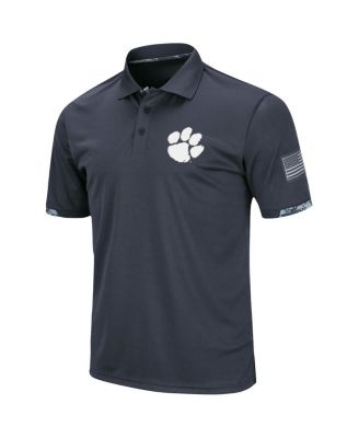 Men's Big and Tall Charcoal Clemson Tigers OHT Military-Inspired Appreciation Digital Camo Polo Shirt