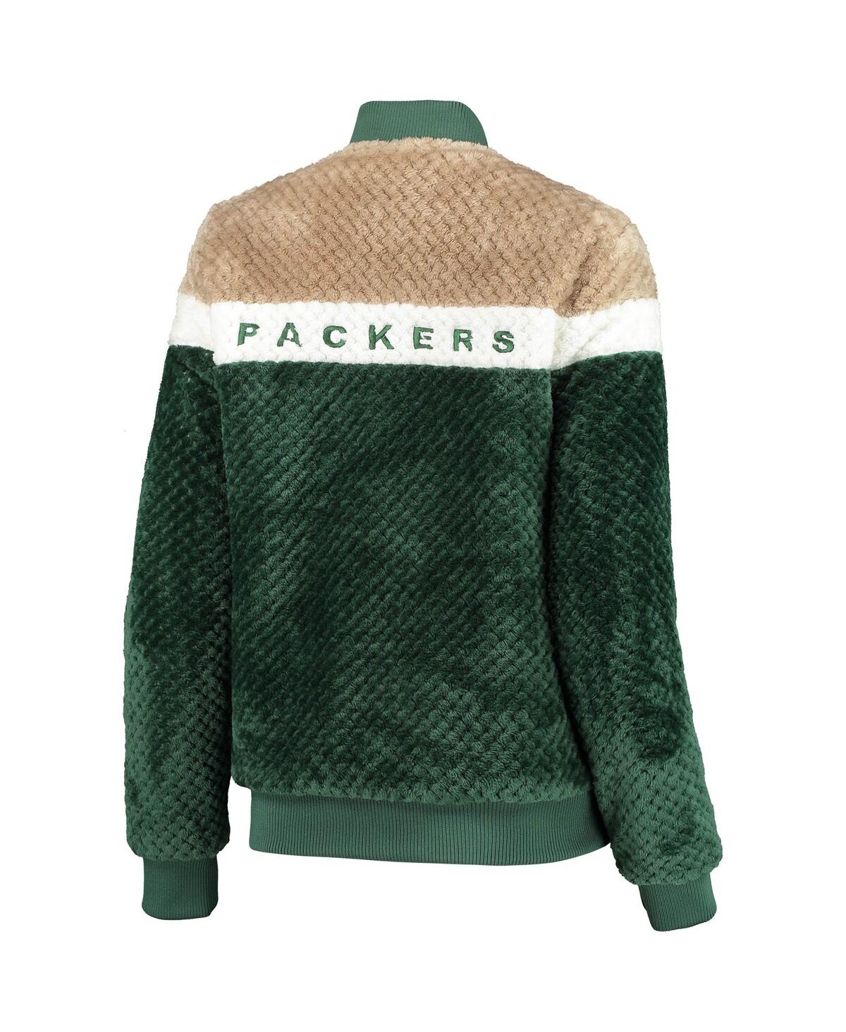 Shop G-iii 4her By Carl Banks Women's Green, Cream Green Bay Packers Riot Squad Sherpa Full-snap Jacket In Green,cream