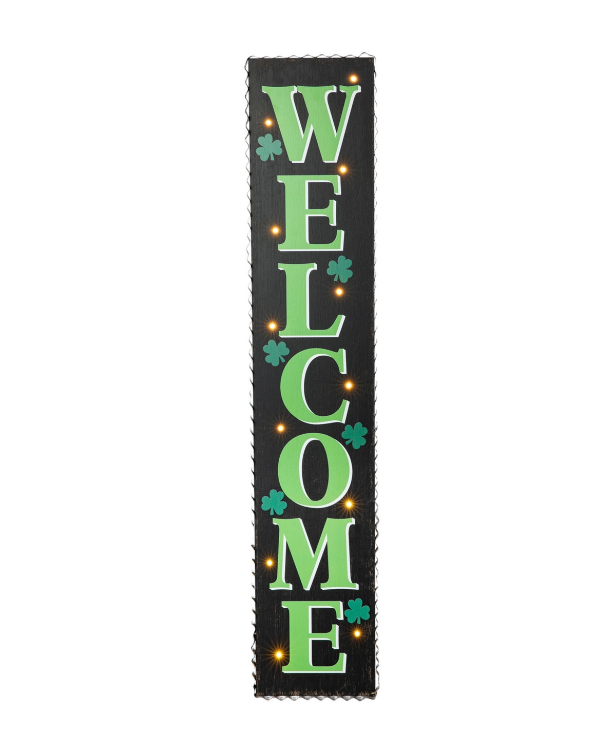 Glitzhome 42" Lighted St. Patrick's Wooden Welcome Porch Sign In Green