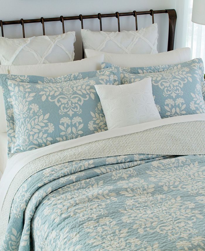Laura Ashley Rowland Cotton Reversible 3 Piece Quilt Set, Full/Queen