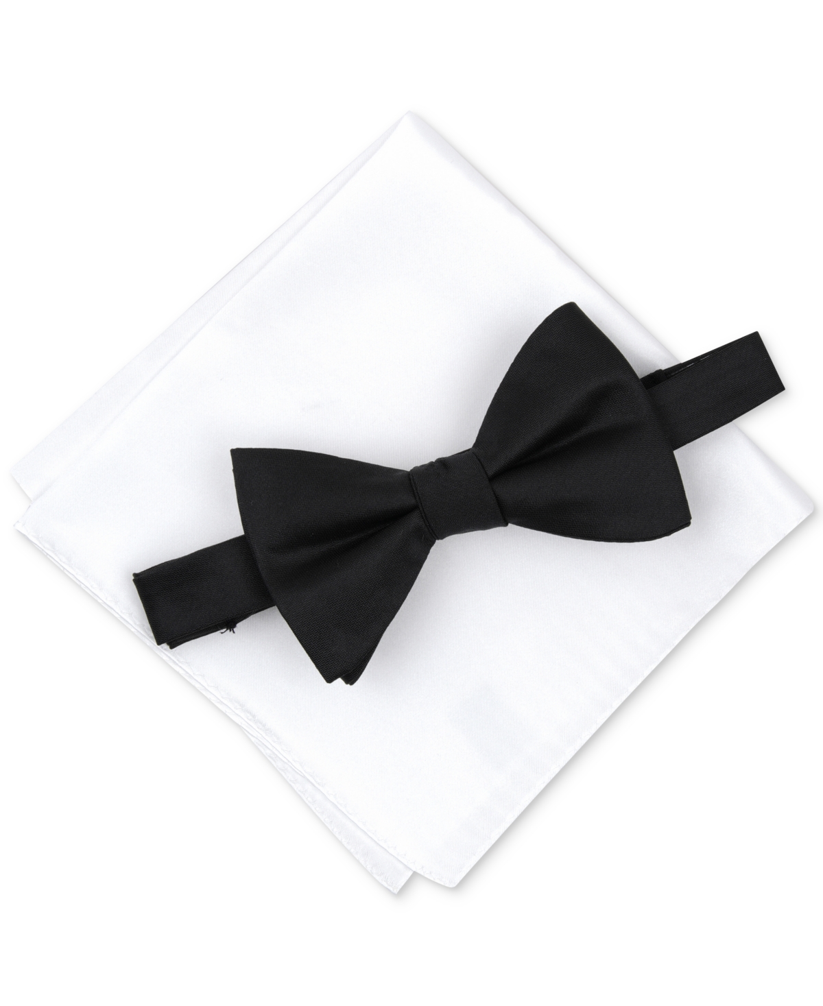 Shop Alfani Men's Solid Texture Pocket Square And Bowtie, Created For Macy's In Black,white