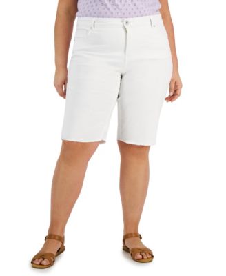 Raw-Edge Denim Bermuda Shorts, Created 