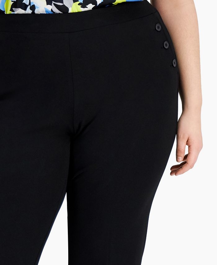 Bar III Plus Size ButtonTrim SlimLeg Ankle Pants, Created for Macy's