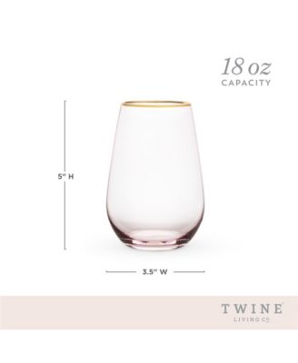 Rose Crystal Stemless Wine Glass, Set of 2