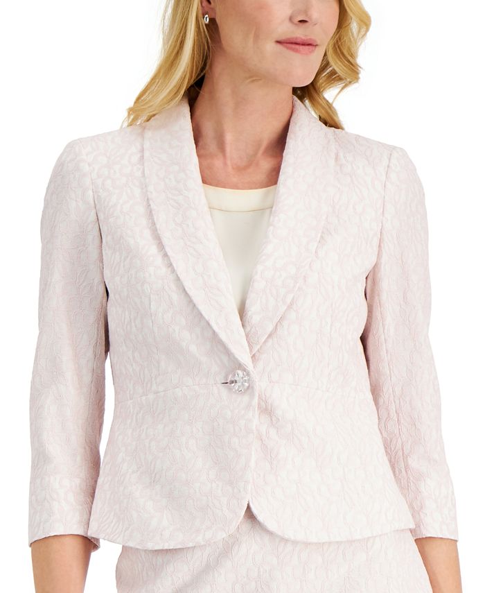 Kasper Women's  Petite Shawl-Collar Single-But Lipstick Pink Size 2P