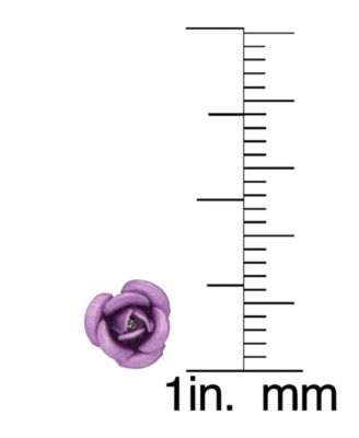 Ball, Clear, Cubic Zirconia and Rose Stud 4-Piece Earrings Set in Fine Silver Plate