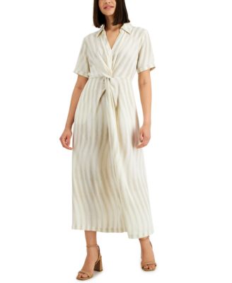 Alfani - Petite Twist-Front Maxi Shirtdress