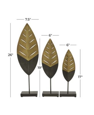 Metal Contemporary Leaf Sculpture, Set of 3