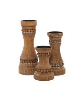 Wood Natural Candle Holder, Set of 3