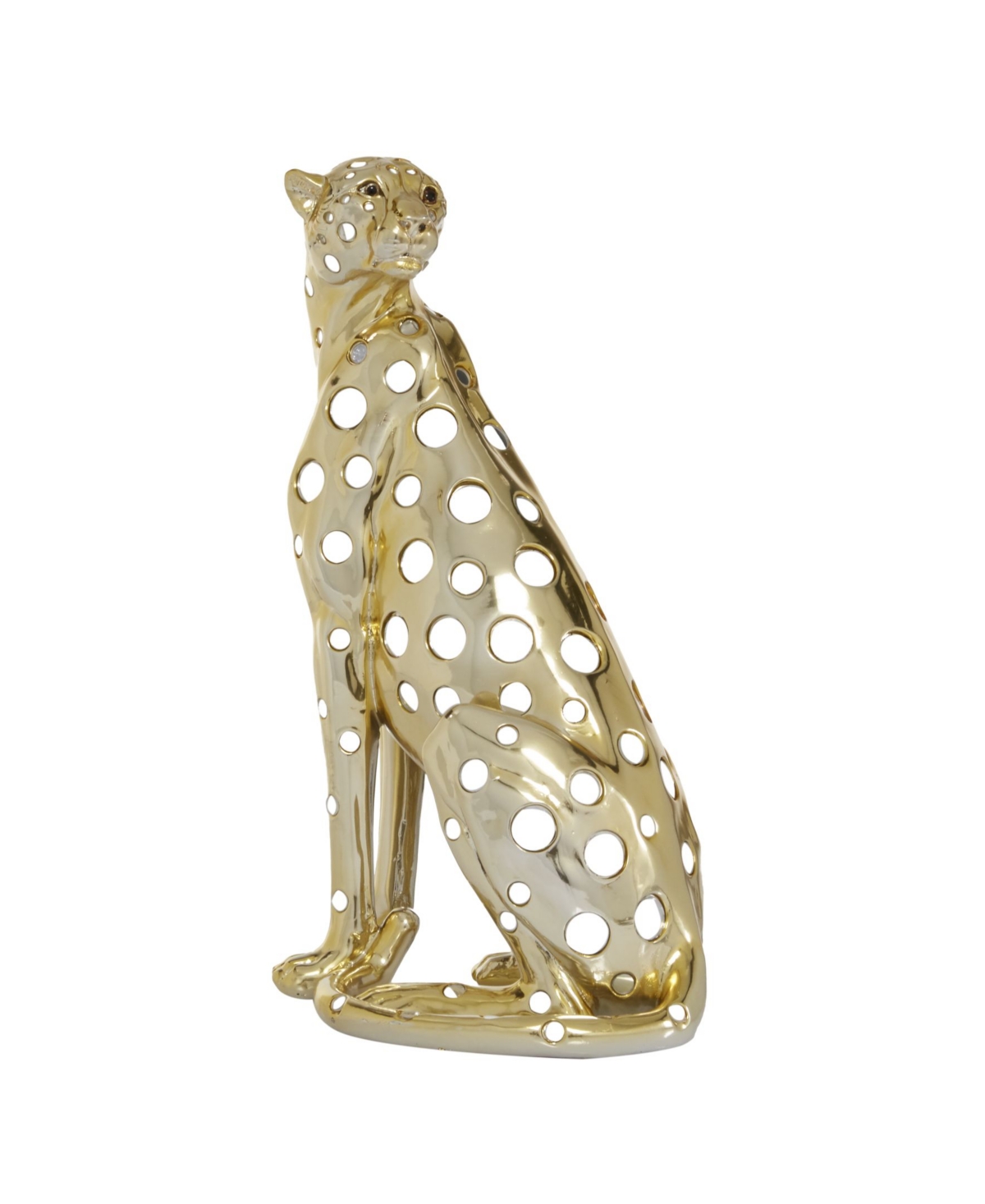 Rosemary Lane Glam Leopard Sculpture, 16" X 7" In Gold-tone