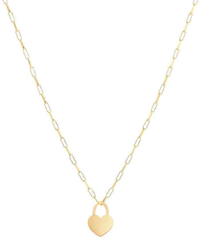 Dainty Silver Heart Lock Pendant Necklace Mini Paperclip Chain For Women