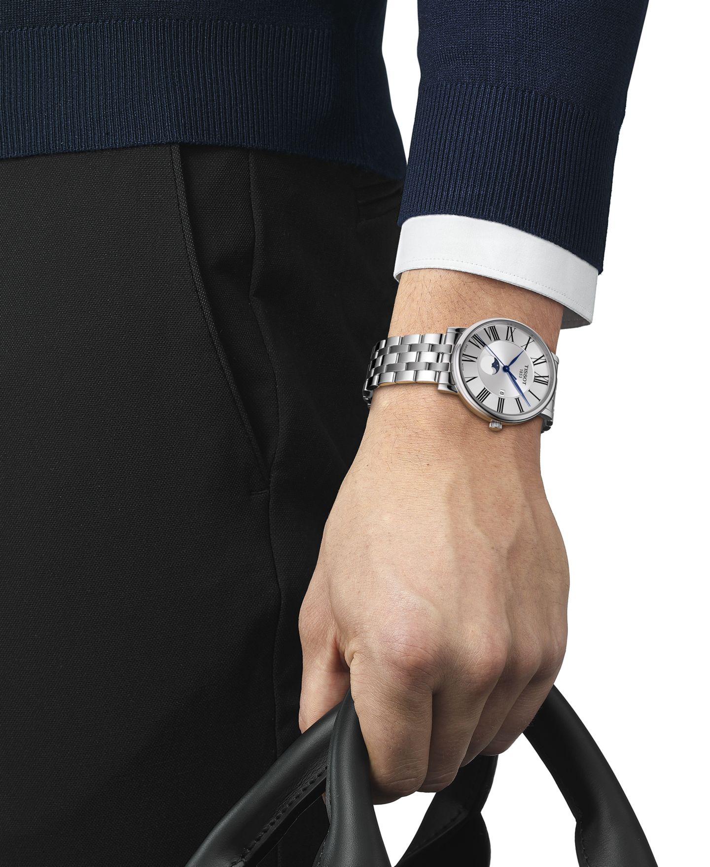 Мужские часы Tissot Carson Premium Gent Moonphase Stainless Steel Bracelet Watch 40mm — фото 5