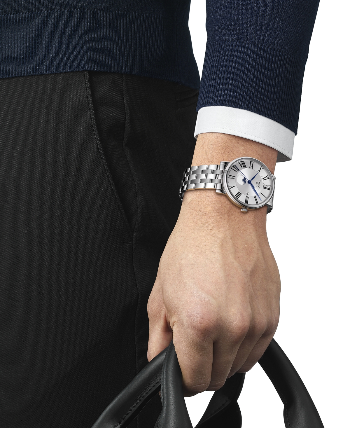 Shop Tissot Men's Carson Premium Gent Moonphase Stainless Steel Bracelet Watch 40mm In Silver
