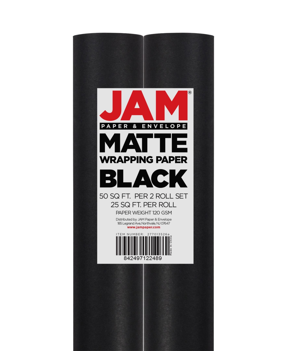 Gift Wrap 50 Square Feet Matte Wrapping Paper Rolls, Pack of 2 - Matte Black