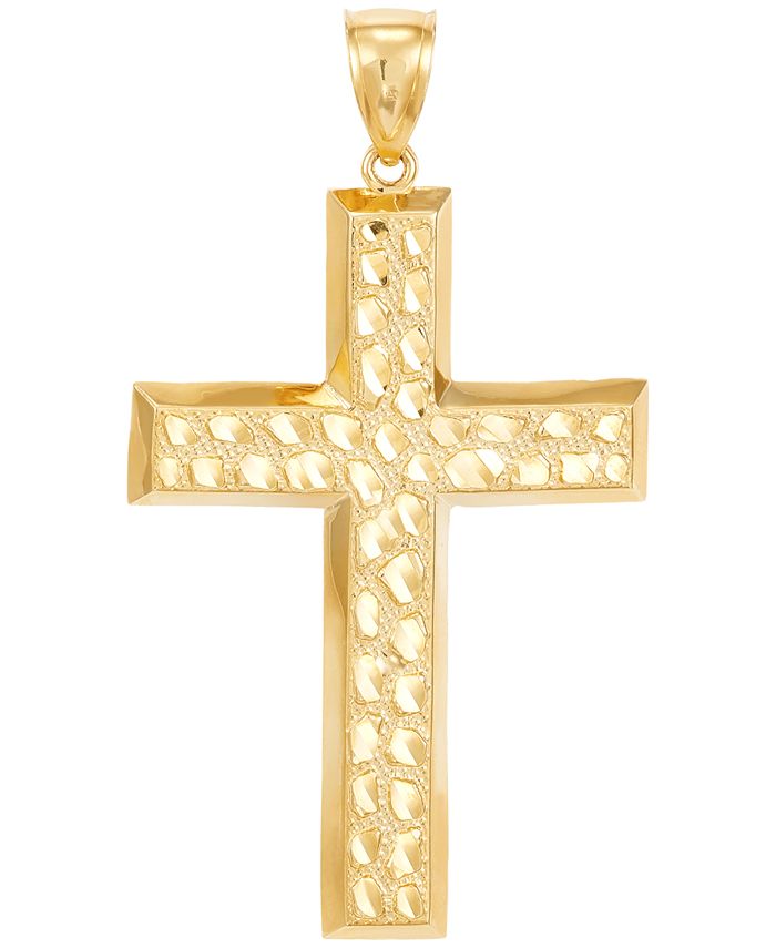 Macy's Men's Nugget Cross Pendant in 10k Gold - Macy's