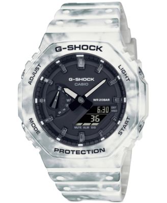 G-Shock - Men's Analog Digital White Snow Camouflage Resin Strap Watch Set 45mm