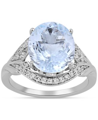 Enchanted Disney Fine Jewelry - Aquamarine (4-1/2 ct. t.w.) & Diamond (1/4 ct. t.w.) Elsa Ring in 14k White Gold