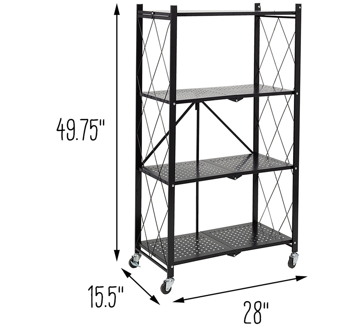 Shop Honey Can Do Collapsible 4-tier Wheeled Metal Shelf In Black