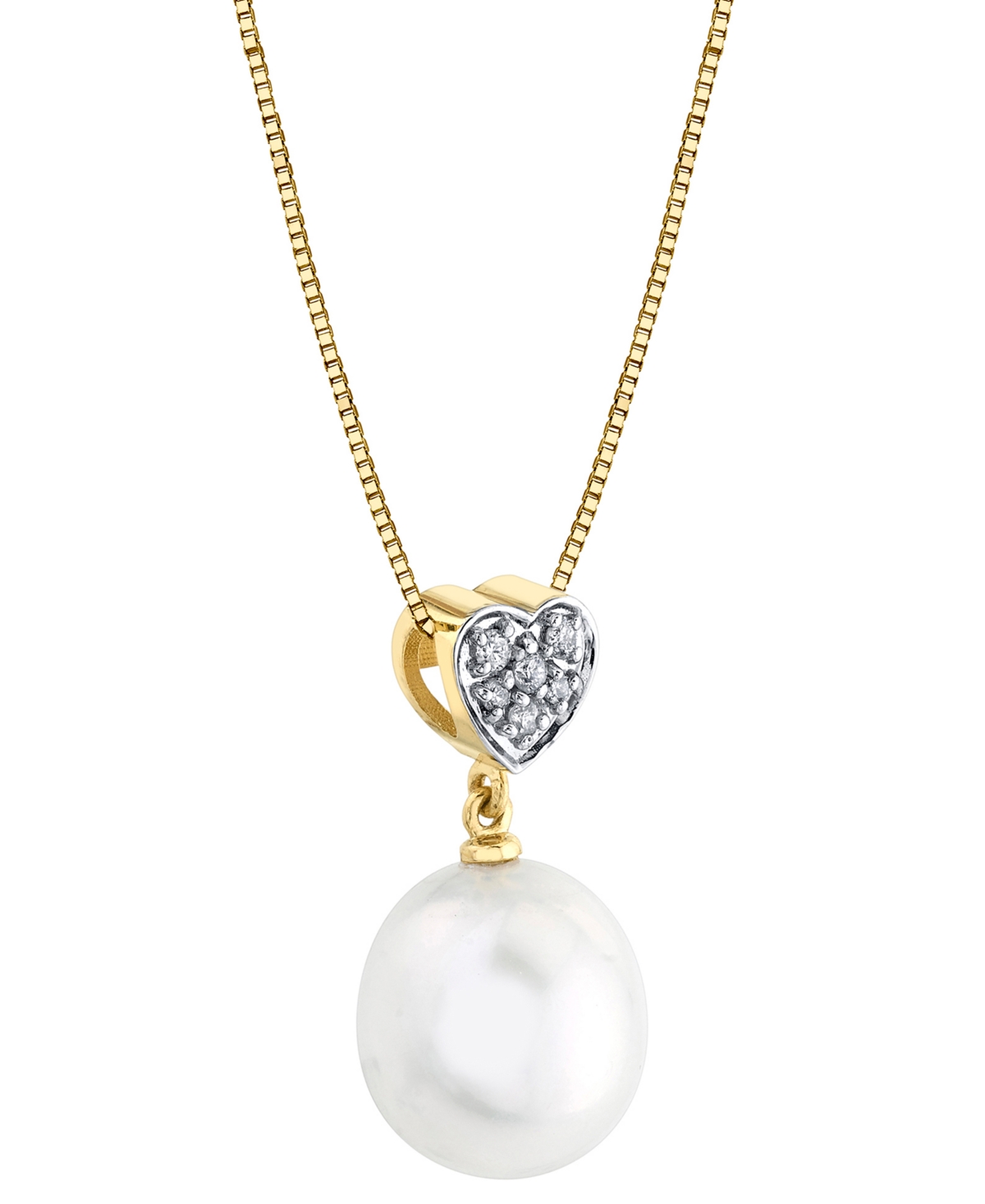 Cultured Freshwater Pearl (10mm) & Diamond Accent 18