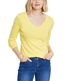 Cotton Long-Sleeve V-Neck T-Shirt, Created for Macy's