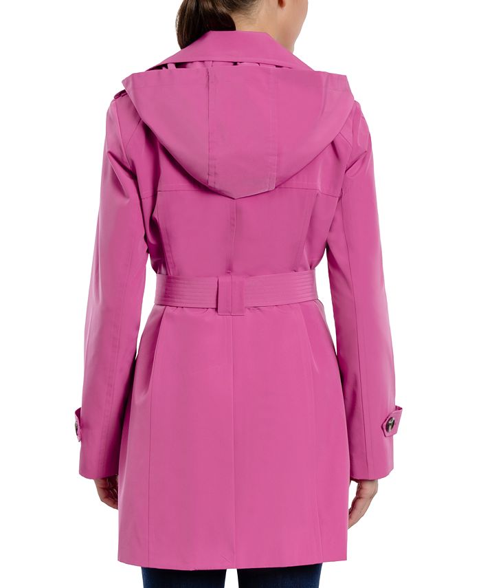 London Fog Petite Single-Breasted Notched-Collar Belted Raincoat - Macy's