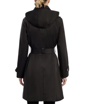 Hooded Double-Breasted Trench Coat 