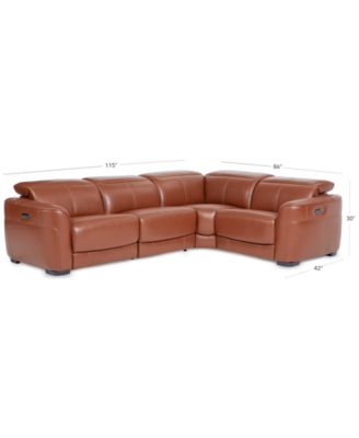 Lexanna 4-Pc. Leather Sectional with 2 Power Motion Recliners, Created for Macy's