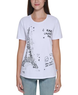 Karl Lagerfeld Paris Eiffel Tower Sketch T-Shirt - Macy's