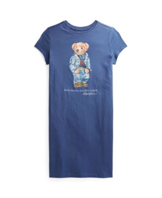 폴로 랄프로렌 걸즈 원피스 Polo Ralph Lauren Big Girls Polo Bear Jersey T-shirt Dress,Light Navy