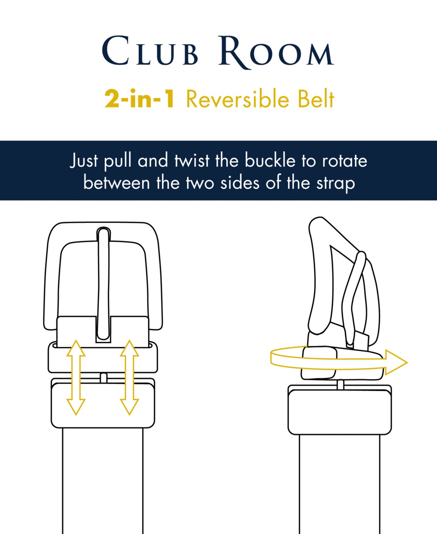 Мужской двусторонний классический ремень Club Room, цвет: Коричневый / Чёрный — фото 8