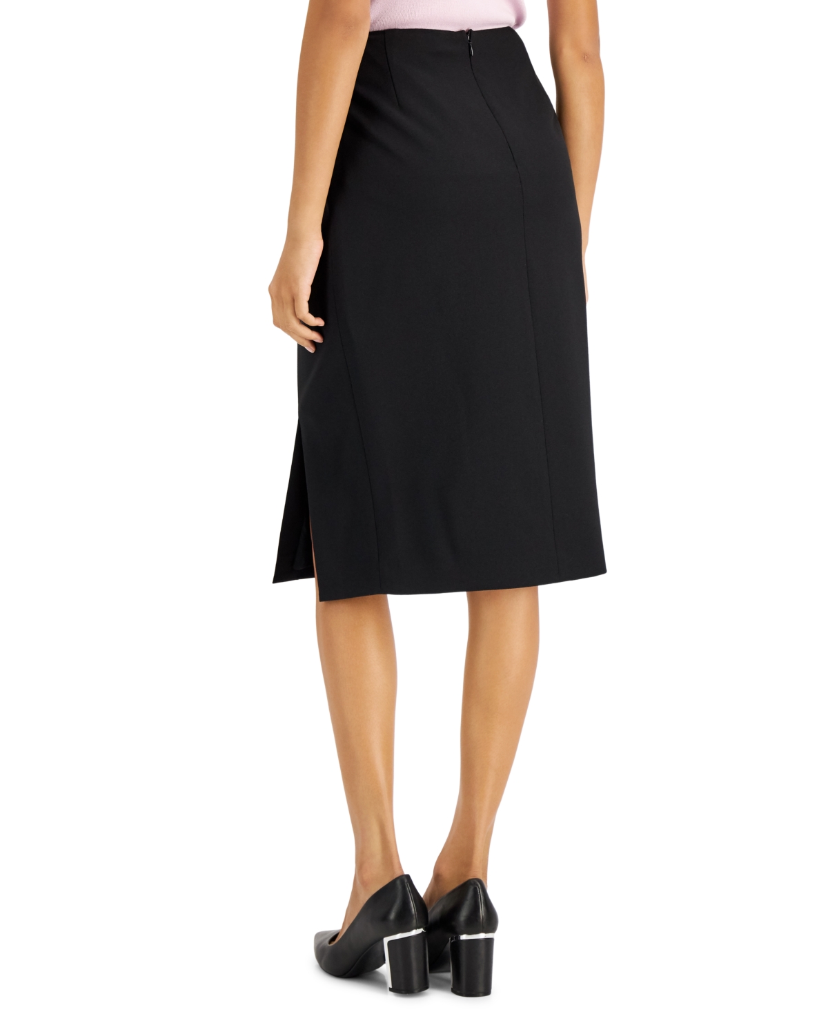 Shop Tahari Asl Women's Front-slit Back-zip Pencil Skirt In Black