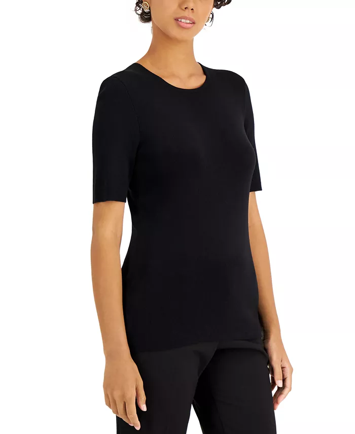 Women's Fine-Rib Crewneck Sweater T-Shirt