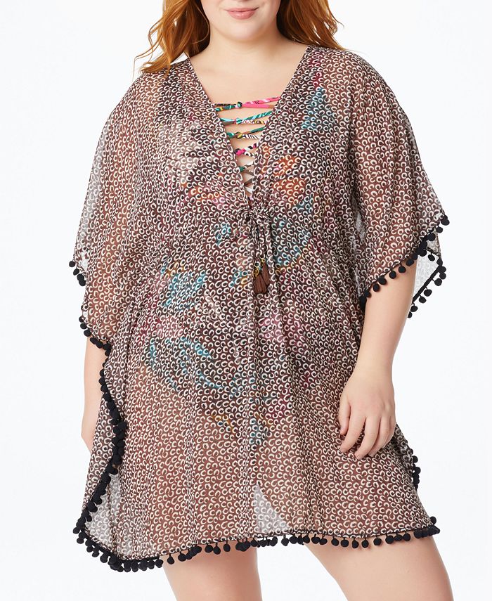 Bleu by Rod Beattie Plus Size Run Wild Printed Chiffon Caftan Swim
