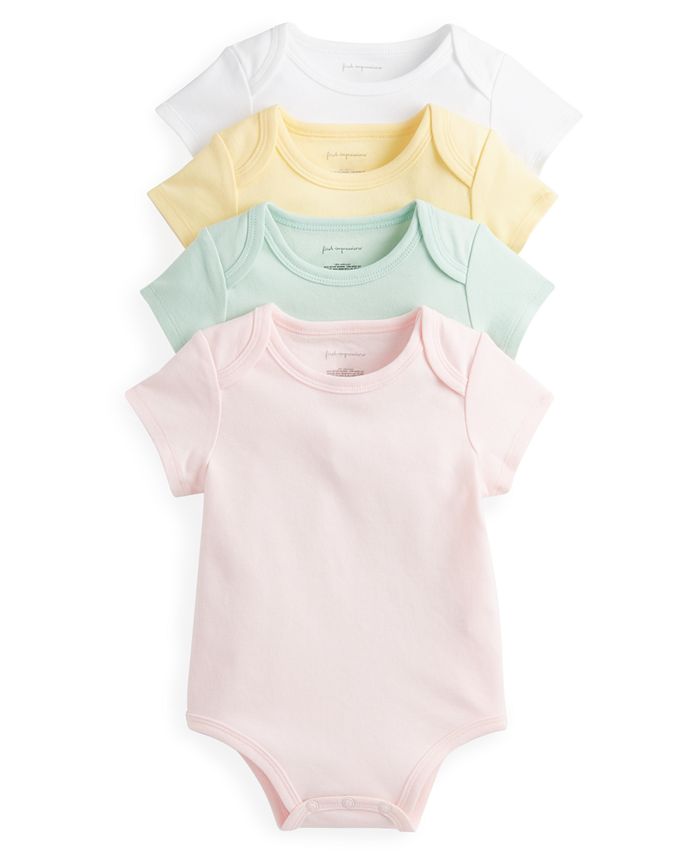 First Impressions - Baby Girls 4-Pk. Solid Bodysuits