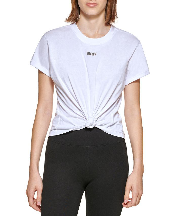 DKNY Women's Cotton Metallic-Logo T-Shirt - Macy's