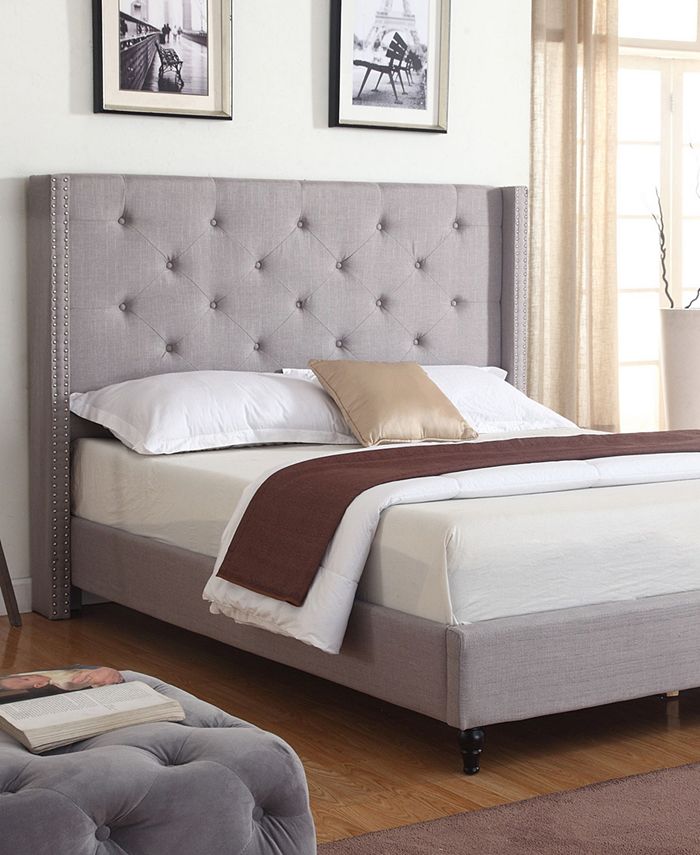 Best Master Furniture Valentina Upholstered Wingback Platform Bed, Full ...