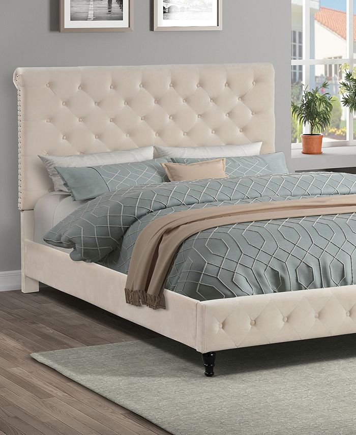 Best Master Furniture Ashley Tufted Fabric Platform Bed, Queen Macy's