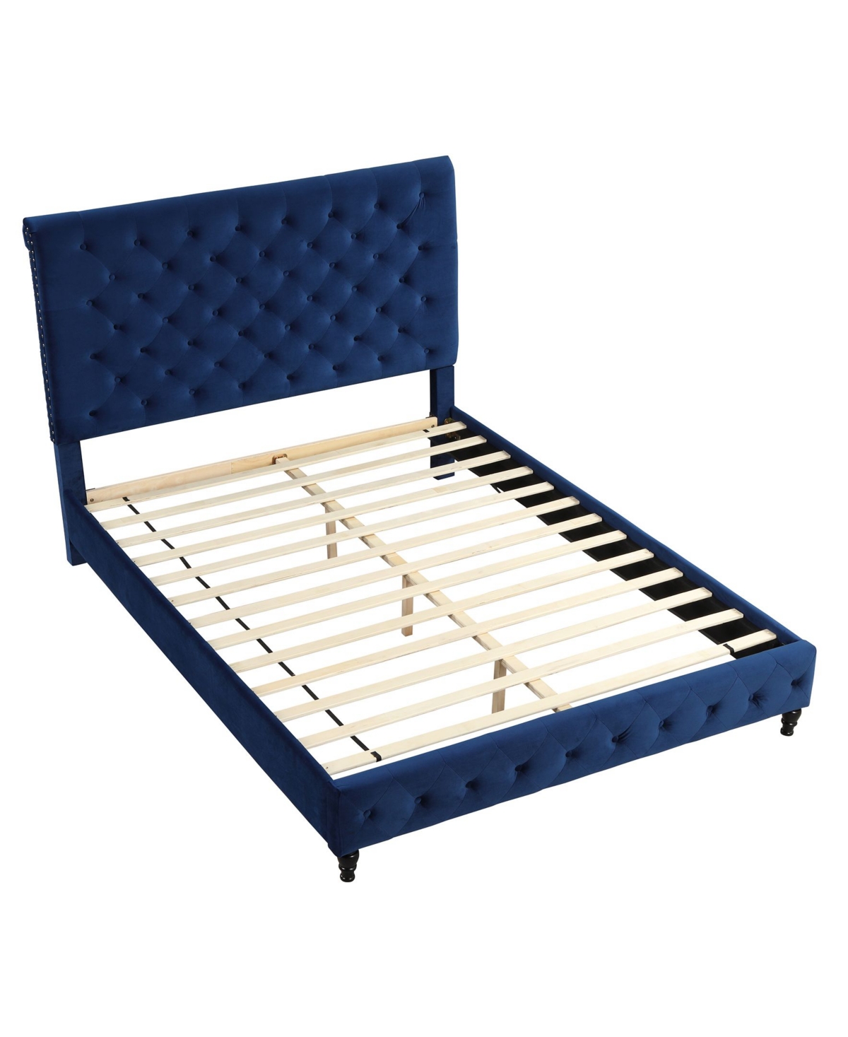 Shop Best Master Furniture Ashley Tufted Fabric Platform Bed, California King In Blue