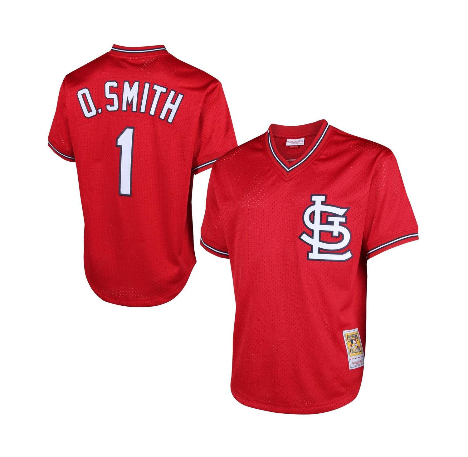 Men's Ozzie Smith Red St. Louis Cardinals Cooperstown Mesh Batting Practice Jersey