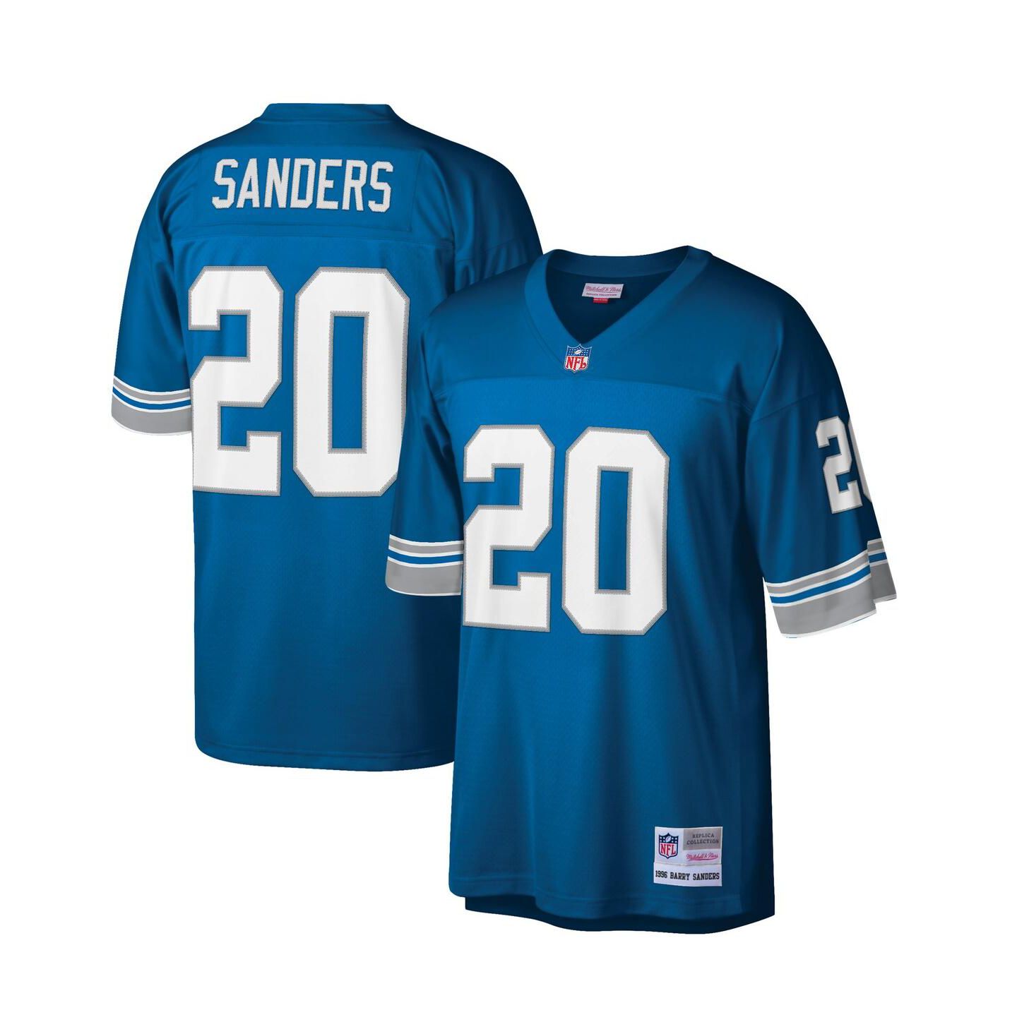 Мужское джерси Mitchell & Ness Barry Sanders Detroit Lions Big and Tall 1996, Blue — фото 1