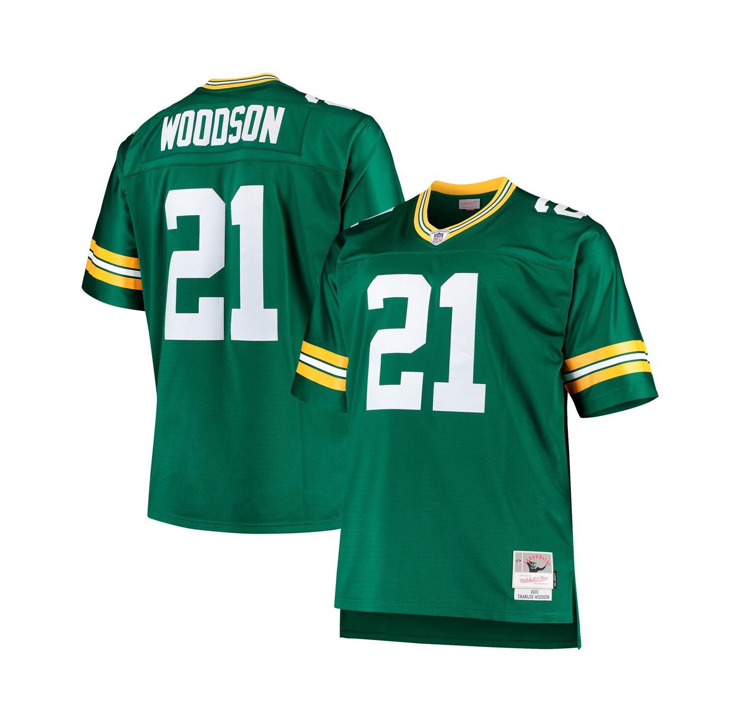 Men's Charles Woodson Green Green Bay Packers Big and Tall 2010 Retired Player Replica Jersey
