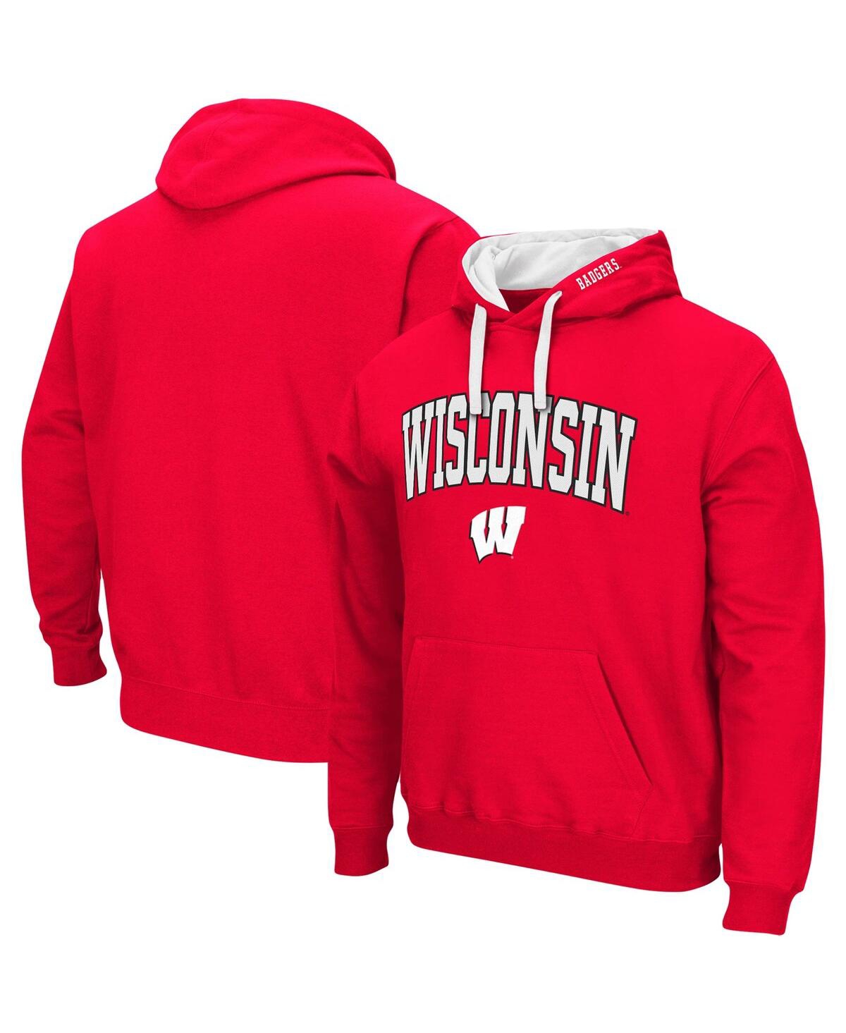 Colosseum Men's  Red Wisconsin Badgers Big And Tall Arch & Logo 2.0 Pullover Hoodie