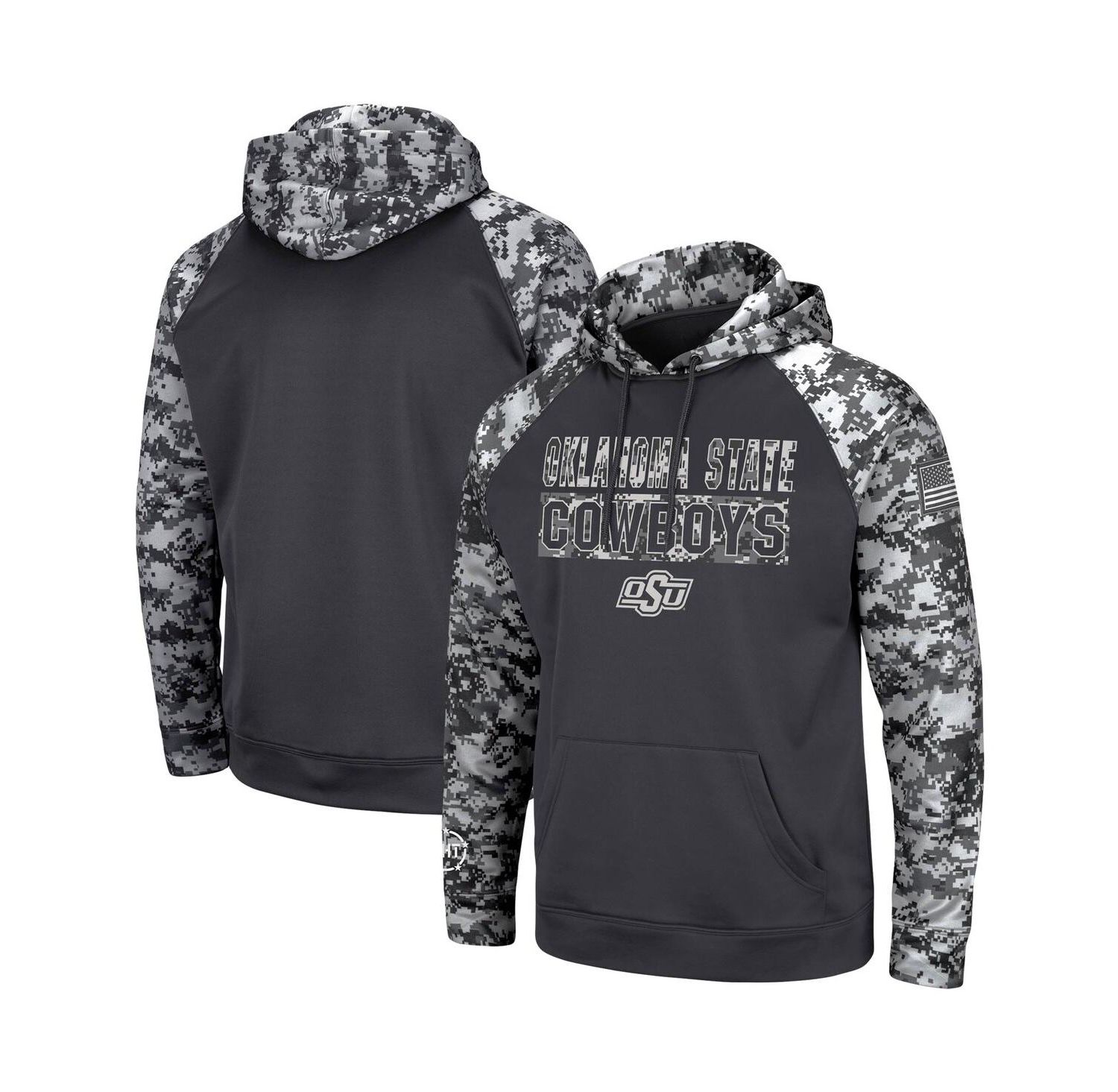 Men's Charcoal Oklahoma State Cowboys OHT Military-Inspired Appreciation Digital Camo Pullover Hoodie