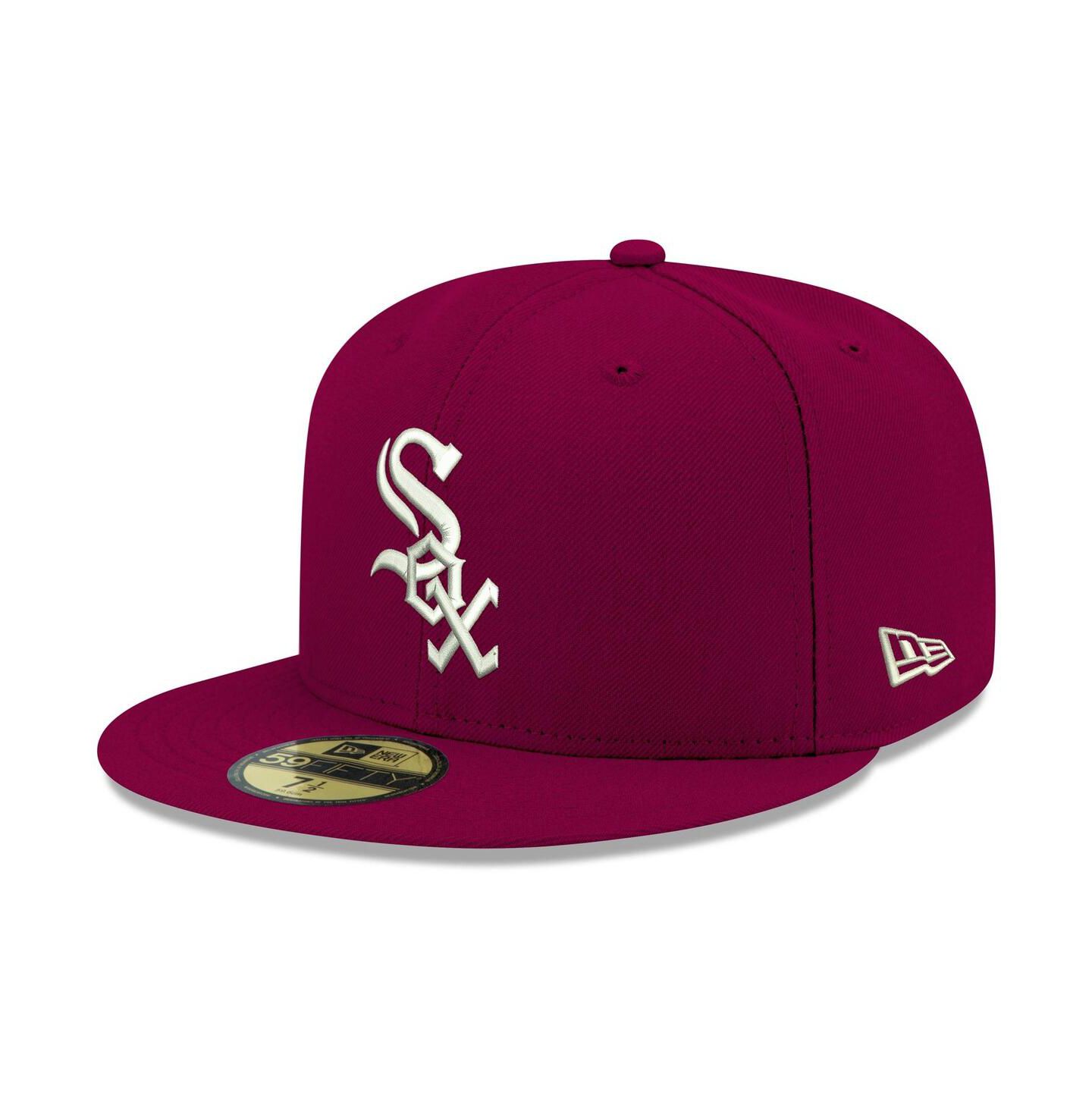 Мужская кепка New Era Cardinal Chicago White Sox Logo White 59FIFTY Fitted Hat — фото 1