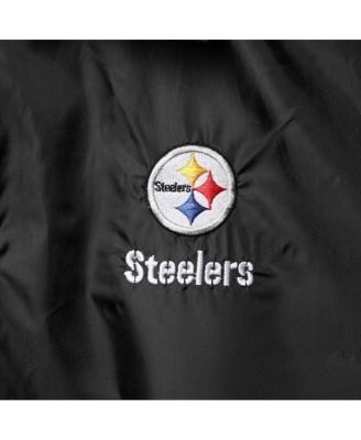 Men's Black Pittsburgh Steelers Coaches Classic Raglan Full-Snap Windbreaker Jacket